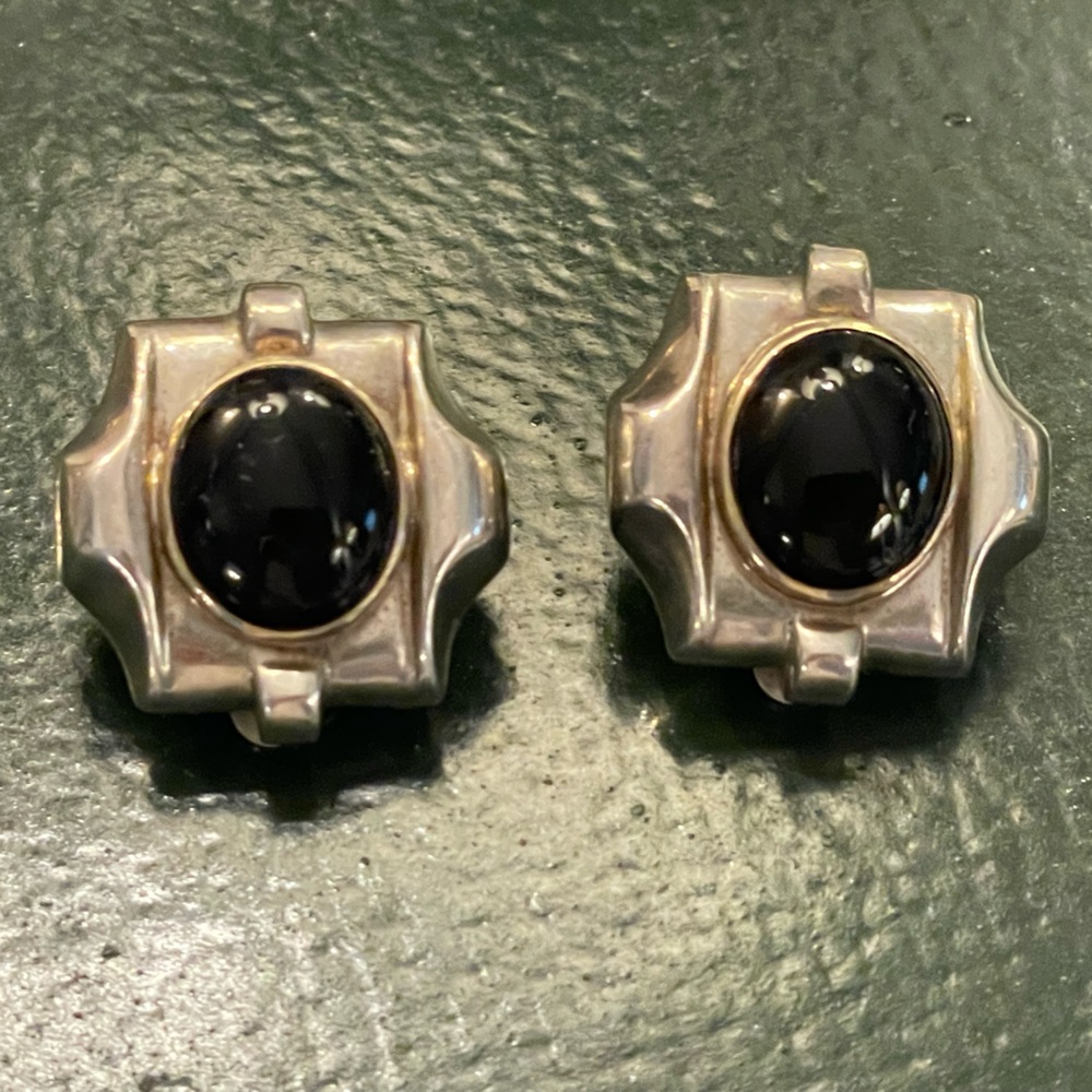 Designer Rigoberto Sterling & 14K Yellow Gold Clip On Earrings